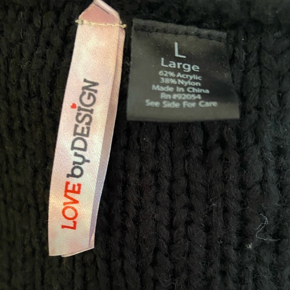 Black Sweater w Grey Eyelash Stripes, Waist Length, Love By Design, Like-New - Picture 8 of 8